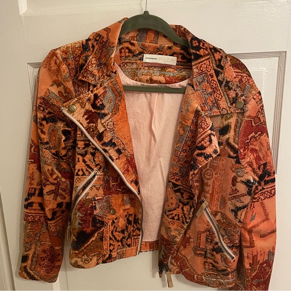 Anthropologie Tapestry Cropped Velvet Moto Jacket - Picture 9 of 12